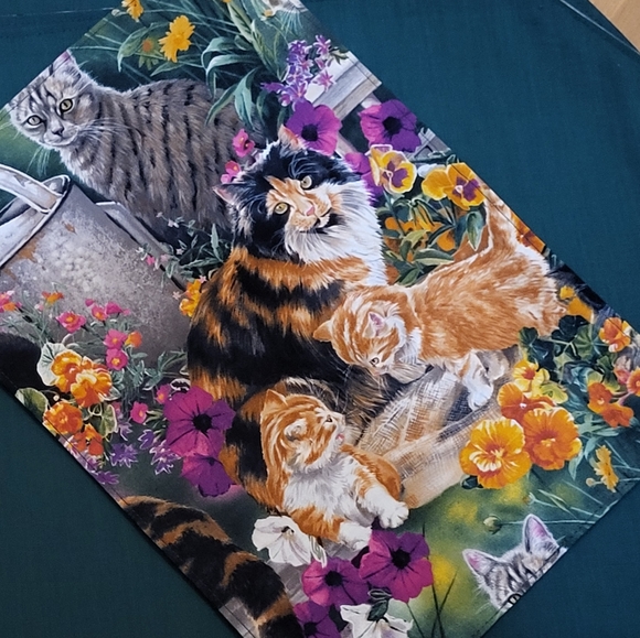 Linen place mats cats in the garden - Picture 3 of 3